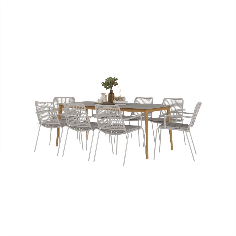 Midtown Concept Barrow 9-Piece Indoor Rectangular Dining Table Set | Eucalyptus Wood | Ideal for Indoors