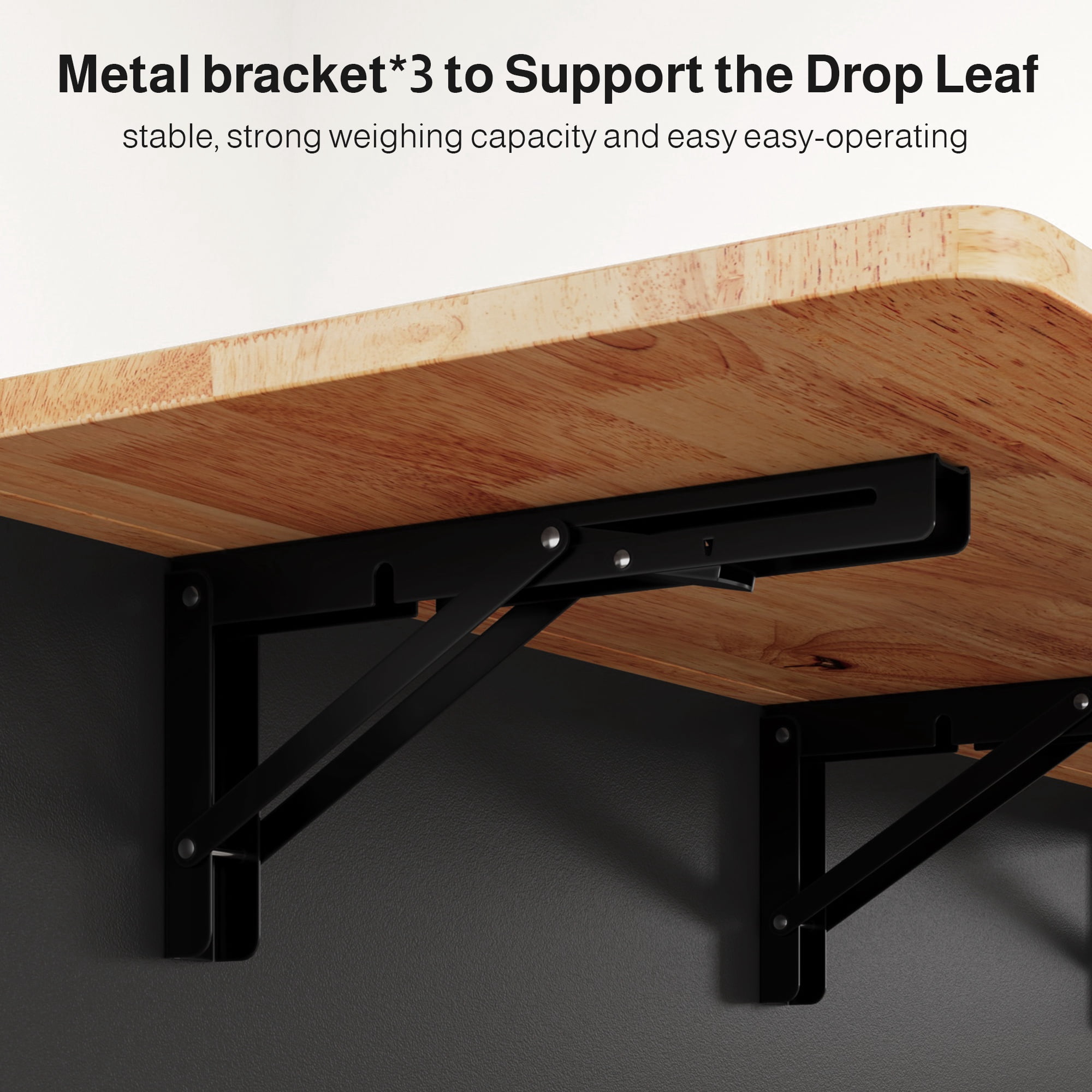 Noelse Rolling Kitchen Island Table with Storage, Drop Leaf Countertop, Kitchen Island with Wheels, Spice Rack & Towel Bar, Black