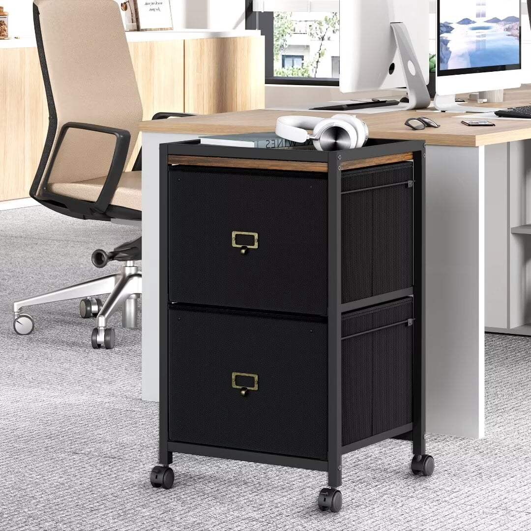 File Cabinet with 2 Drawer, Mobile Filing Cabinet Rolling Printer Stand for Home Office