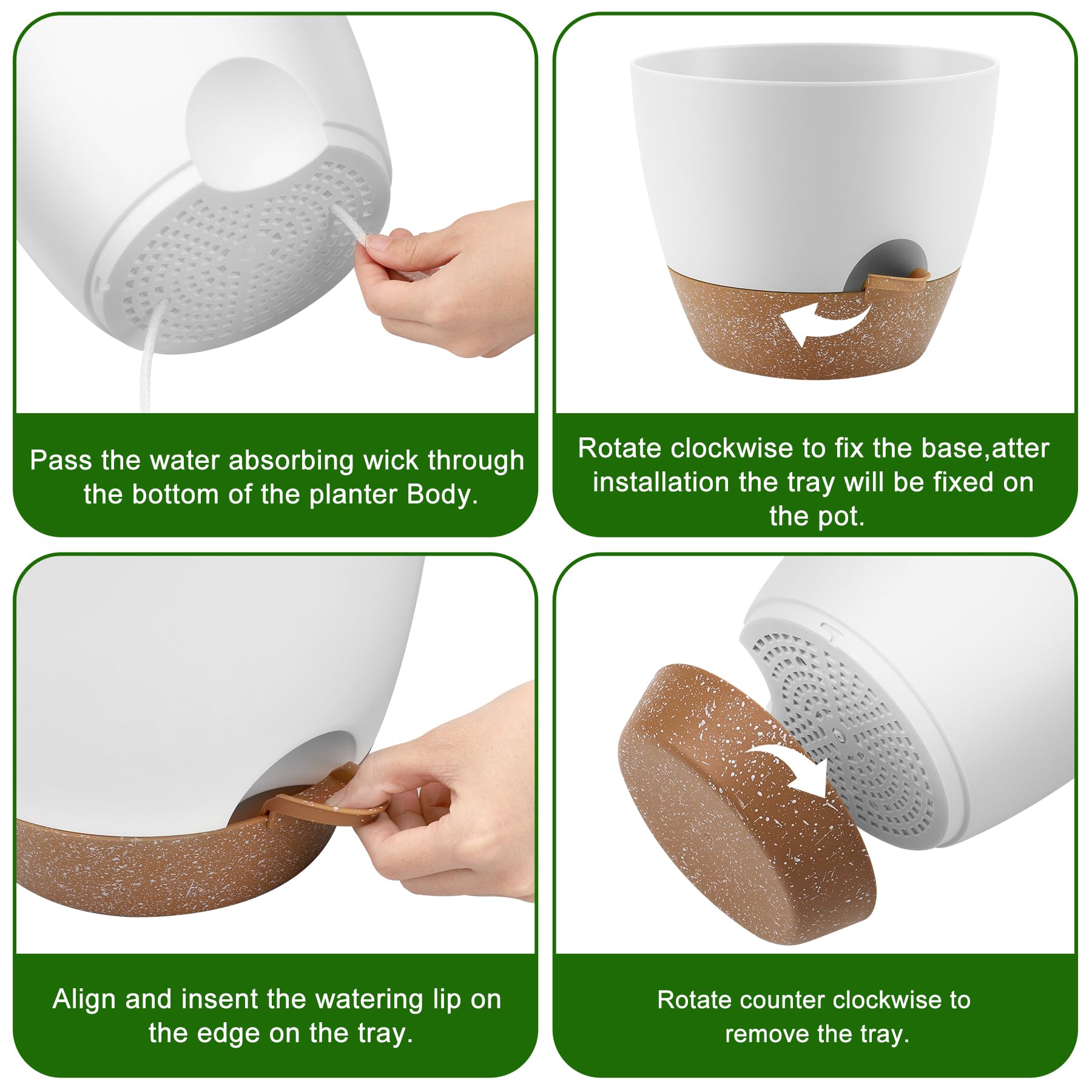 Aertyole Self-Watering Planters, Set of 5, White photo 3