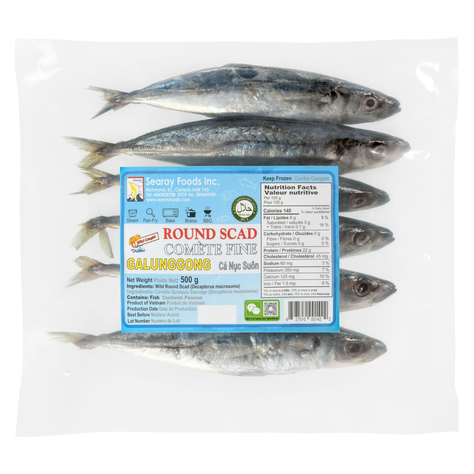 Searay Round Scad, Galunggong, Wild, Frozen, 500 g, 500 g
