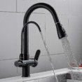 thumbnail image 3 of 3 Way Modern Matt Black Chrome Drinking Brass Mixer Tap Filter Black Pull Out Kitchen Sink Faucets, 3 of 5