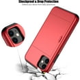 thumbnail image 5 of iPhone 11 Case with Card Holder Heavy Duty Protective Dual Layer Shockproof Hidden Card Slot Slim Wallet Case for iPhone 11 for Men&Women(Red), 5 of 13