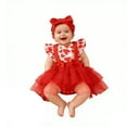 thumbnail image 1 of Rhuody Robe pour Fille Robe de Fête pour Fille Robe en Dentelle Florale Sans Manches Tutu Robe pour et Célébrations Col Rond Robe d'Été Tendance Combinaison Rouge 3-6 Mois, 1 of 9