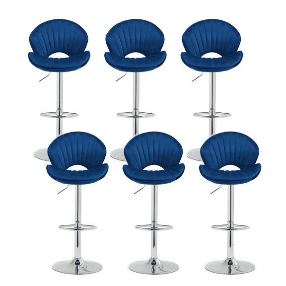 Bar Stools Set of 6 - Adjustable Barstools with Back and Footrest, Counter Height Bar Chairs for Kitchen, Pub