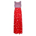 thumbnail image 2 of Vestido sin mangas sin mangas con estampado de rayas y estrellas y estrellas para mujer Vestido de América Sunnimix maxi vestido con bolsillo, 2 of 8