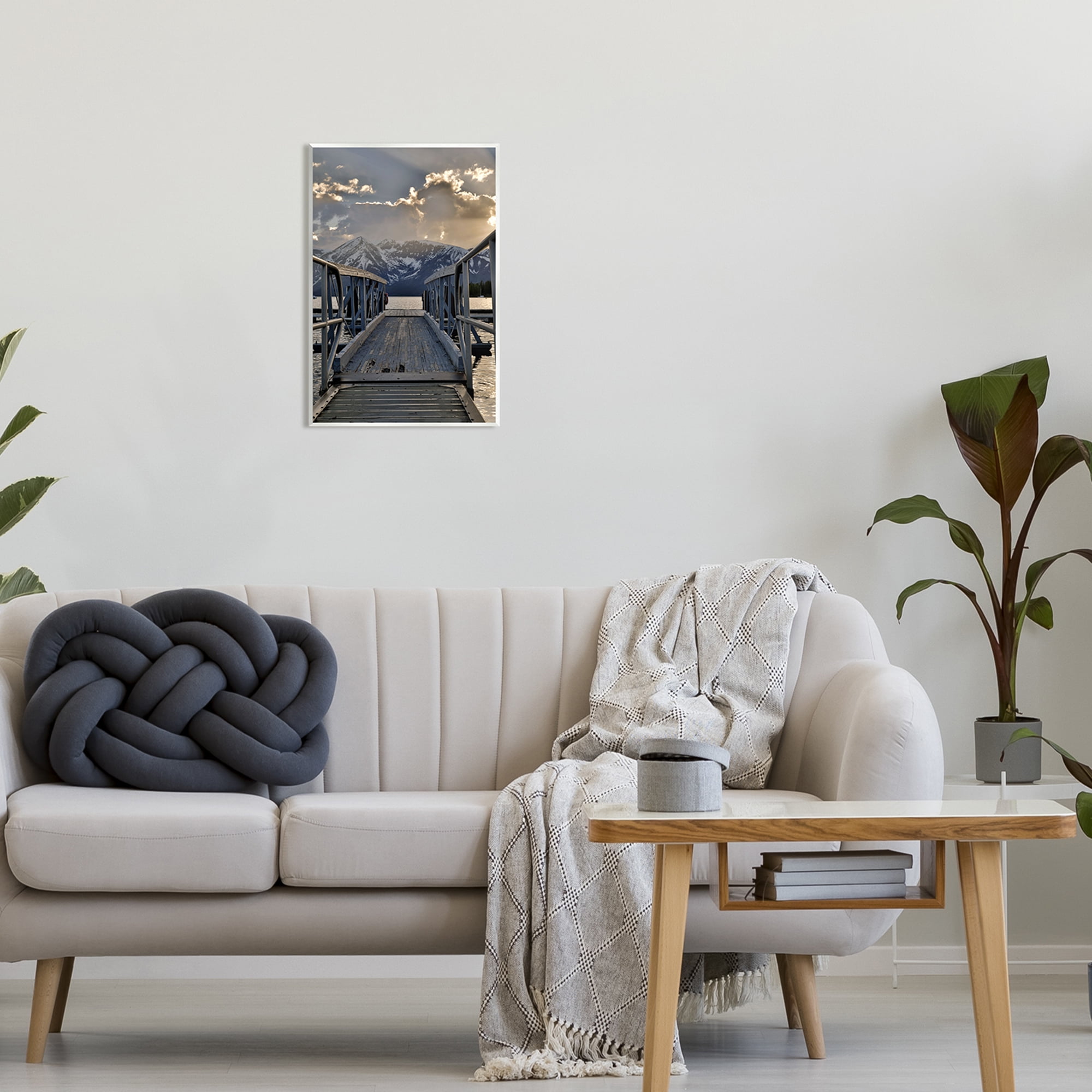 Stupell Industries Dock & Mountain View Landscape Photography Unframed Art Print Wall Art, 13 x 19