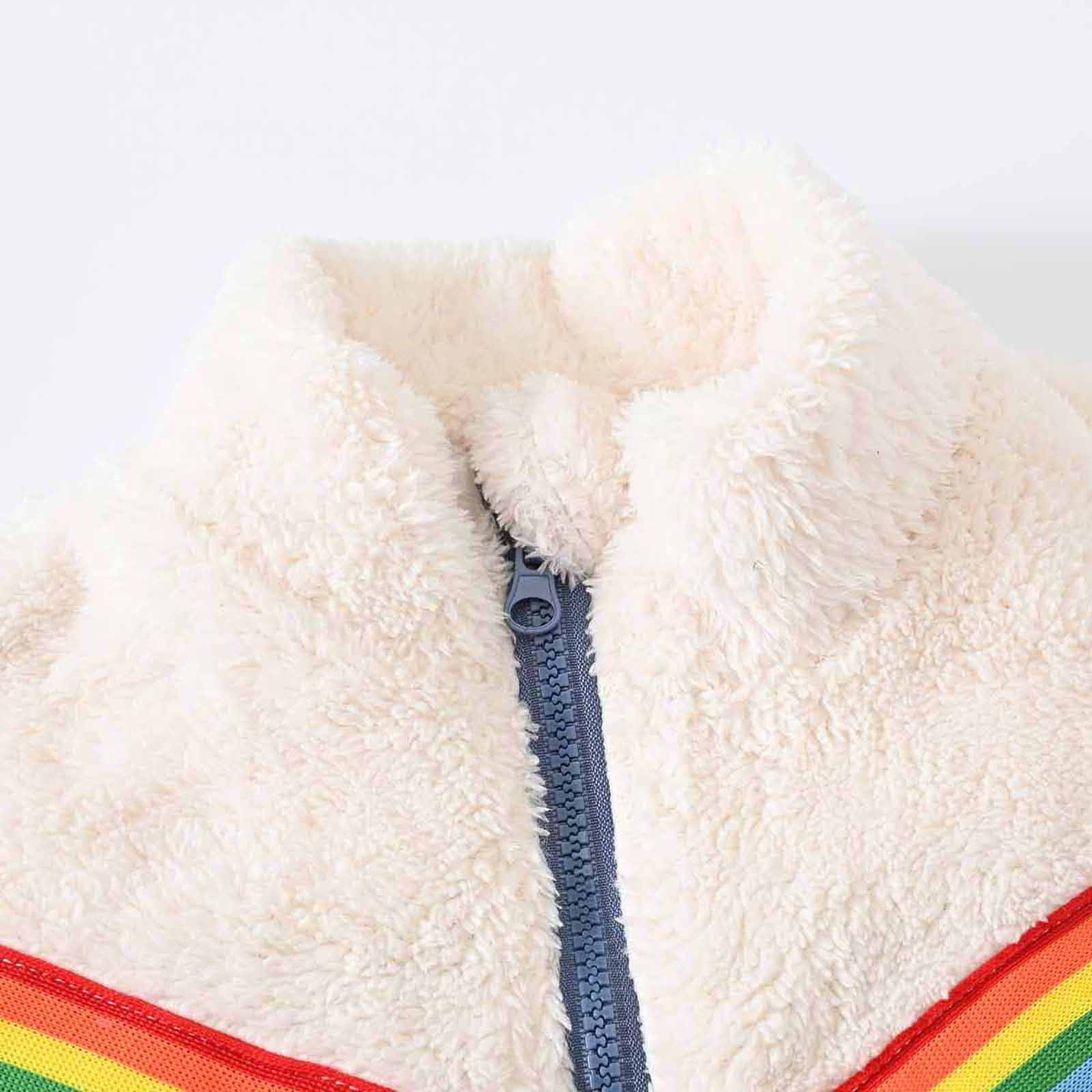 YYDGH Girls Zipper Jacket Fuzzy Sweatshirt Long Sleeve Casual Cozy Fleece Sherpa Outwear Coat Full-Zip Rainbow Jackets(Blue,3-4 Years) - image 3 of 8