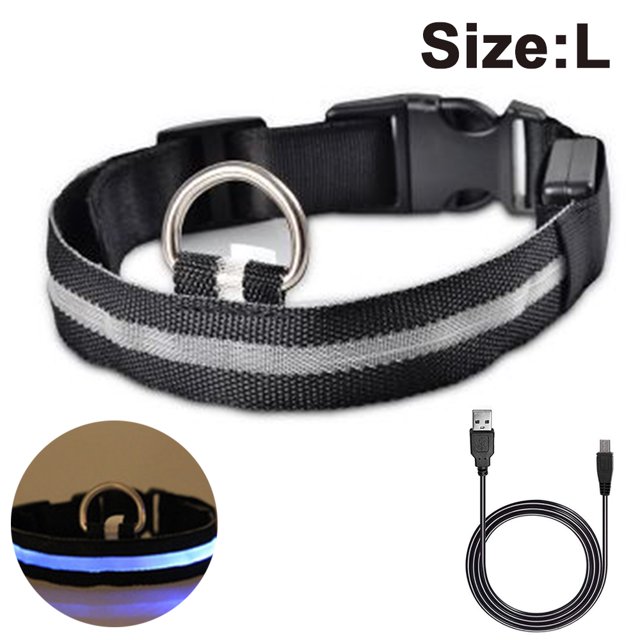 Collar de perro LED, collar de perro luminoso, recargable y ajustable en longitud, collar de seguridad impermeable para perros y gatos Adepaton 2034484-3
