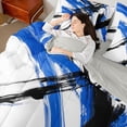 thumbnail image 5 of Manfei Abstract Brushstroke Full Size Bedding Sets, Watercolor Art Full Size Bed in a Bag, Blue, Black and White, Gray Reversible 7pcs, 5 of 6