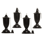 Legends Direct Premium Elegant Metal Tabletop Tiki Torches Outdoor, Tall - Tiki Style /w Snuffer, Fiberglass Wick & Large 35oz Oil Lamp Torch for Patio, Outdoor (Small Hammered Black)
