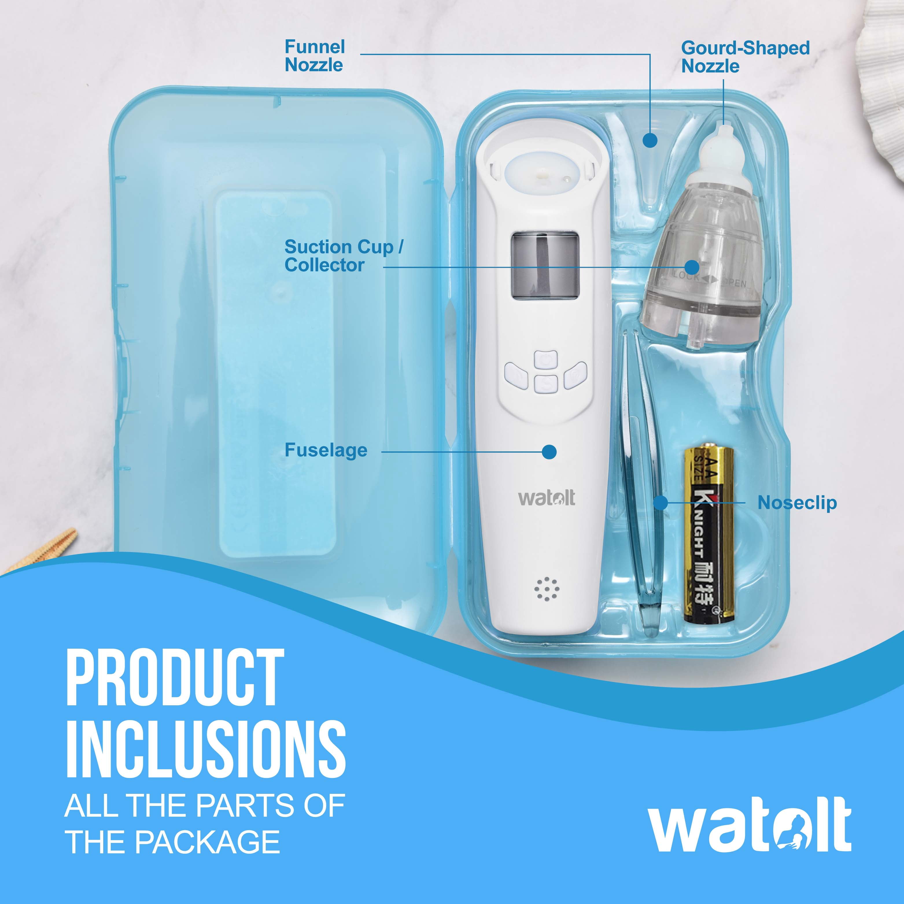 Watolt Baby Nasal Aspirator - Electric Nose Suction for Baby - Automatic Booger Sucker for Infants - Battery Powered Snot Mucus Remover for Kids Toddlers (White, Standard)