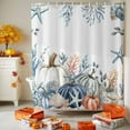 thumbnail image 3 of White Navy Orange Pumpkin Shower Curtains for Bathroom, Coastal Starfish Coral Shell Fall Leaf Waterproof Fabric Shower Curtain for Bathroom Bathtub Decoration, Machine Washable, 60"x72", 3 of 9