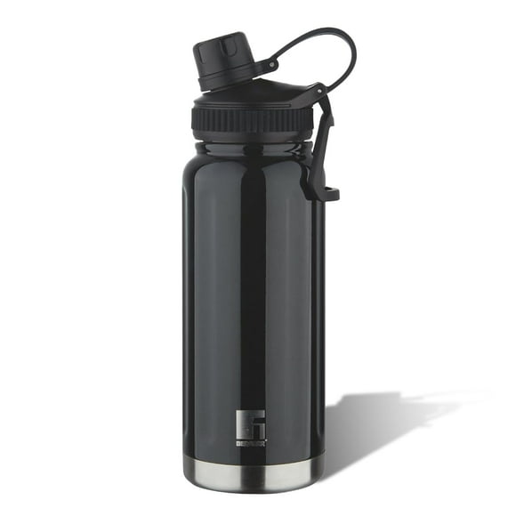 Metallic Ebony Thermo Steel Bottle Or Flask 500ml | Hot & Cold, Vacuum Insulated - Sipper Spout With Travel Strap | Rust & Leak Proof