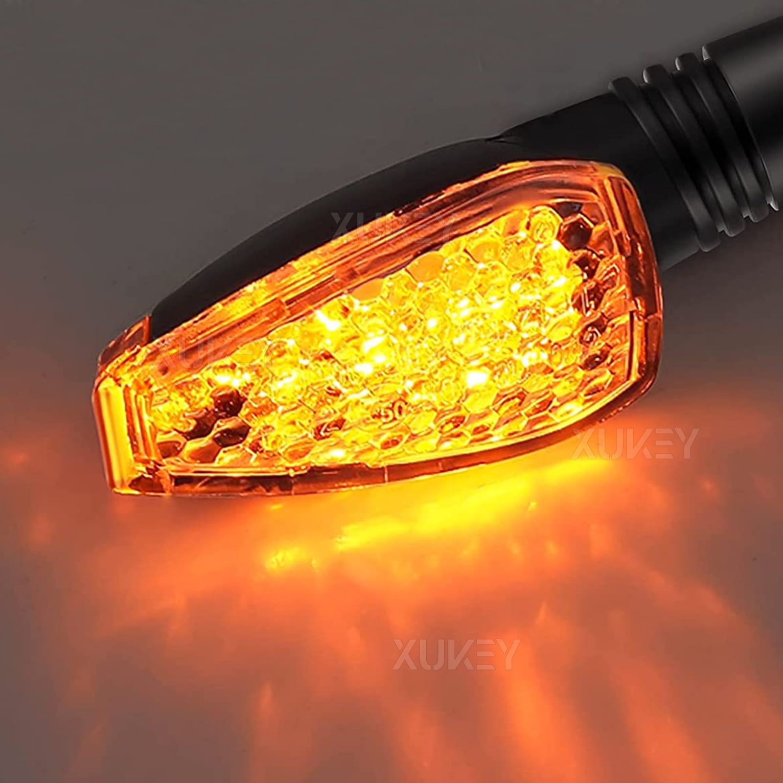 AUTOXBERT 4X Motorcycle Turn Signals Lights Indicators Bike LED Blinkers Amber 10MM Universal