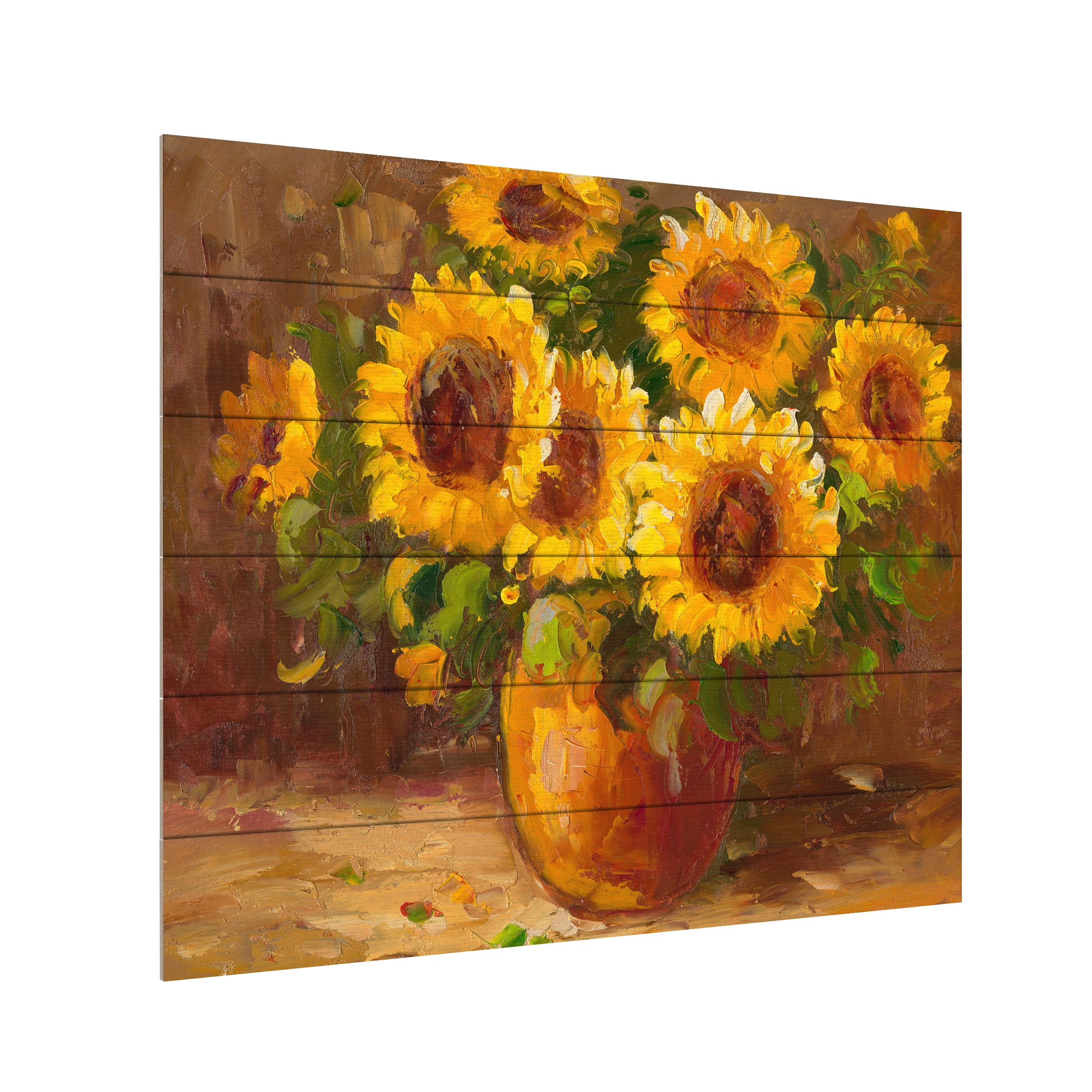 Trademark Fine Art 'Sunflowers Still Life' Wooden Wall Art Art by Rio