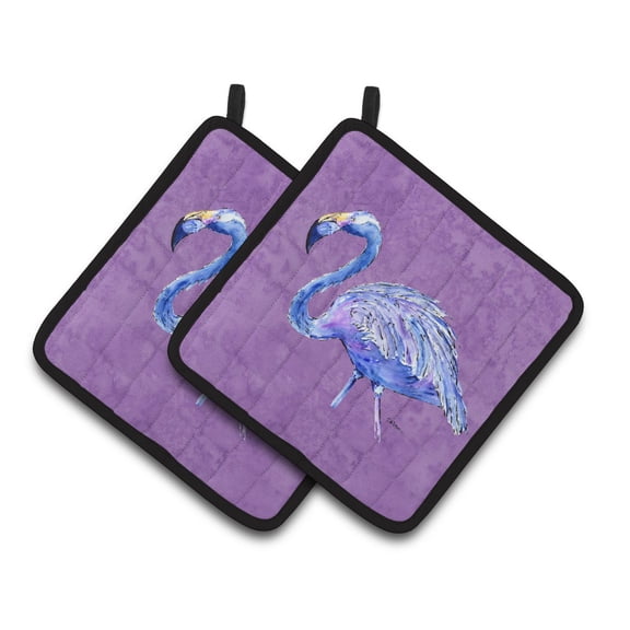 Flamingo on Purple Pair of Pot Holders