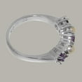 thumbnail image 4 of LBG British Made 18k White Gold Real Amethyst & Cultured Pearl Womens Eternity Ring - 33 size options - Size 8.25, 4 of 7