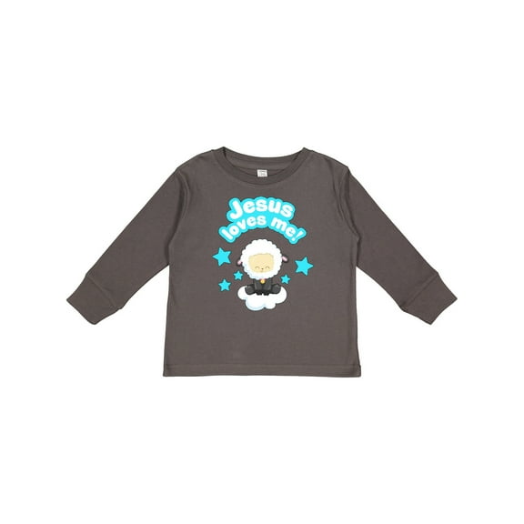 Inktastic Jesus Loves Me Cute Lamb and Stars Boys or Girls Long Sleeve Toddler T-Shirt
