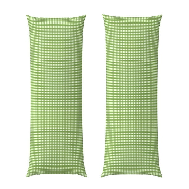 Balery Green Gingham Funda Protectora para Almohada Corporal de Algodón Hipoalergénico con Cierre(55 x 21 pulgadas), Almohadas No Incluidas