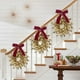 thumbnail image 4 of Corona navideña de hojas doradas con lazo | Elegante decoración navideña para puertas | Enredaderas de plástico reutilizables para la decoración festiva del hogar, 4 of 7