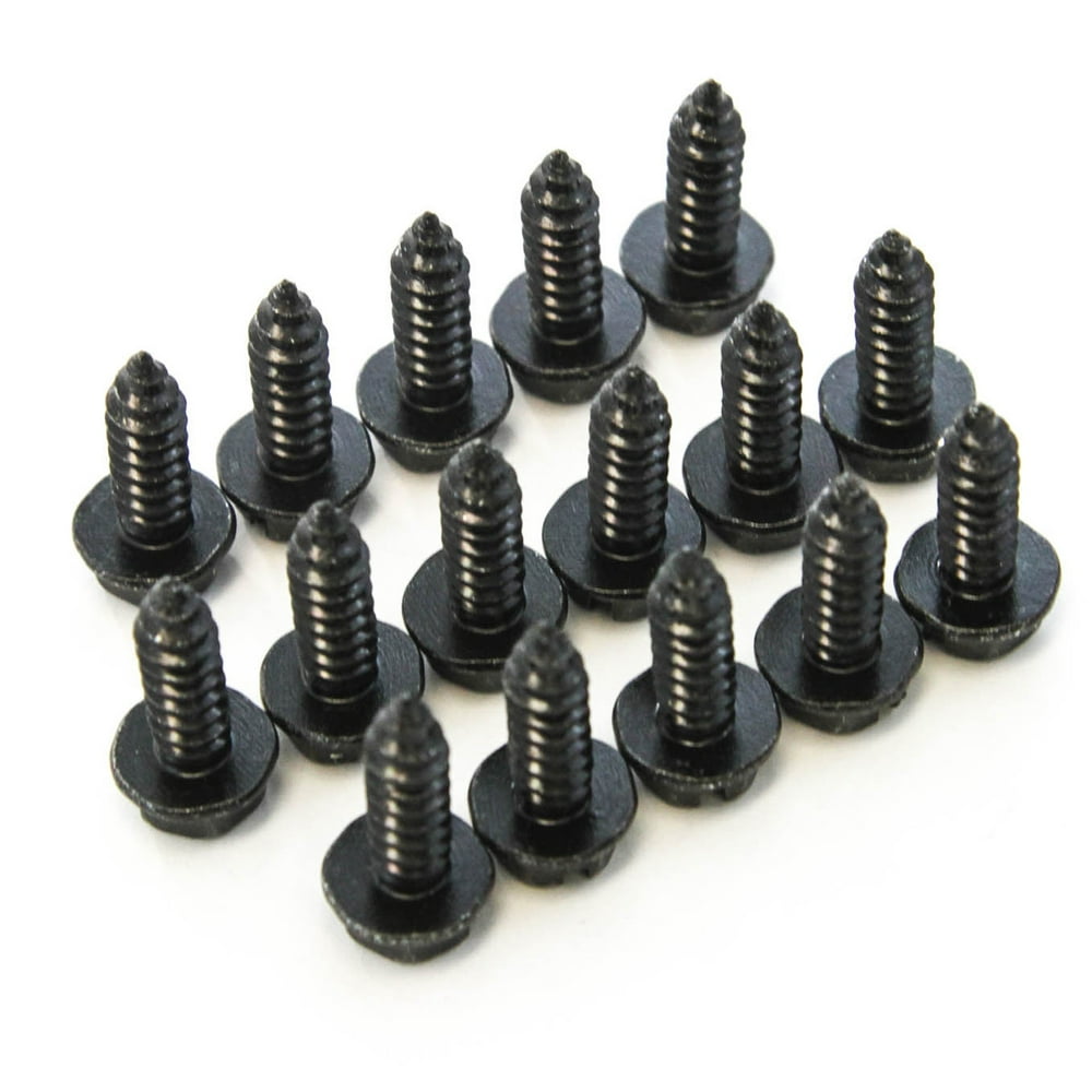 Red Hound Auto 16 Black License Plate Screws Set of Sixteen (Zinc