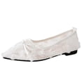 thumbnail image 3 of Casual Shoes for Women Elegant Wide Fit Lace Mesh Pointed Toe With Bow Breathable Casual Shoes For Everyday Wear,White,CN:40(US:8.5), 3 of 7