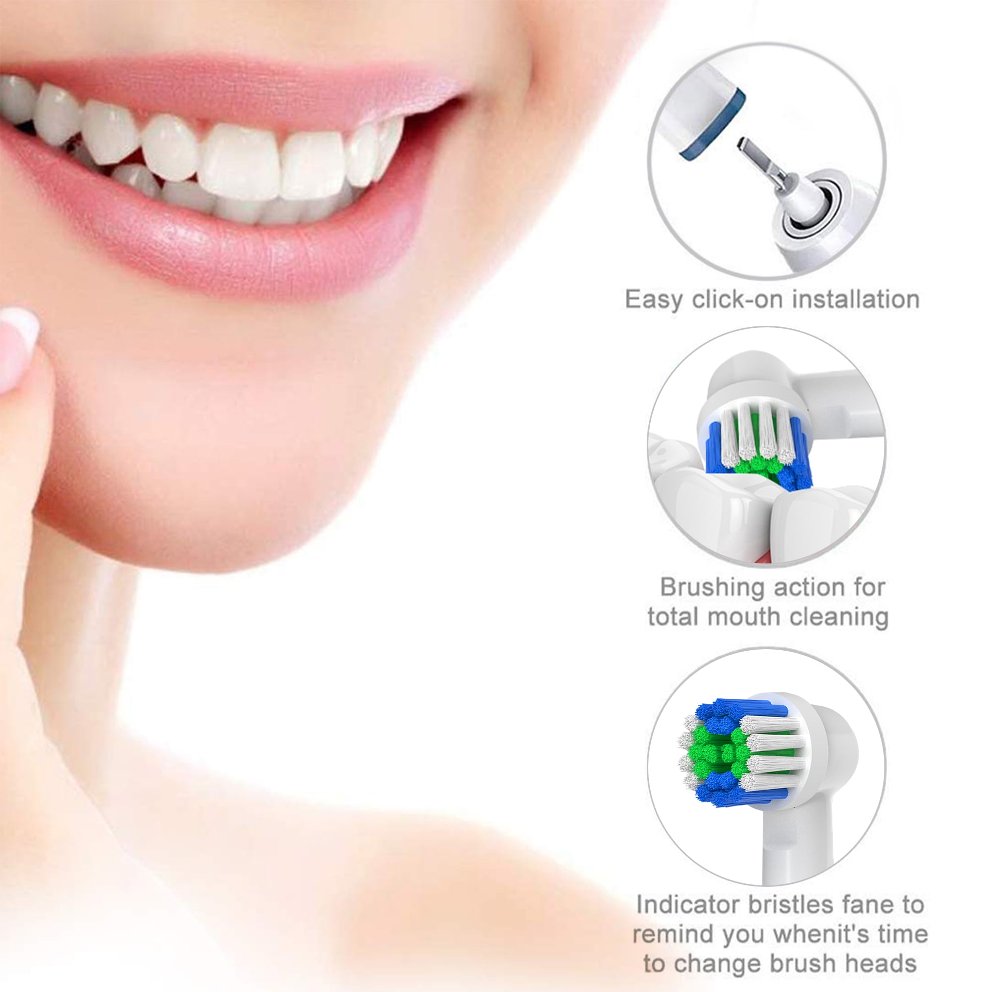 Replacement Toothbrush Heads Compatible with Oral-B Braun, 20 Pcs Precision Clean Electric Toothbrush Heads Refill