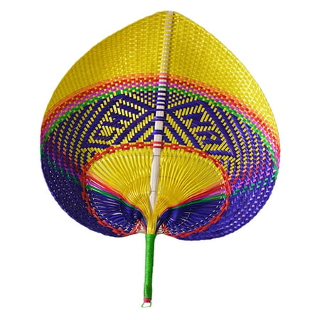 

Peach Shape Handwoven Fan Natural Bamboo Woven Fan Summer Cooling Hand Fan