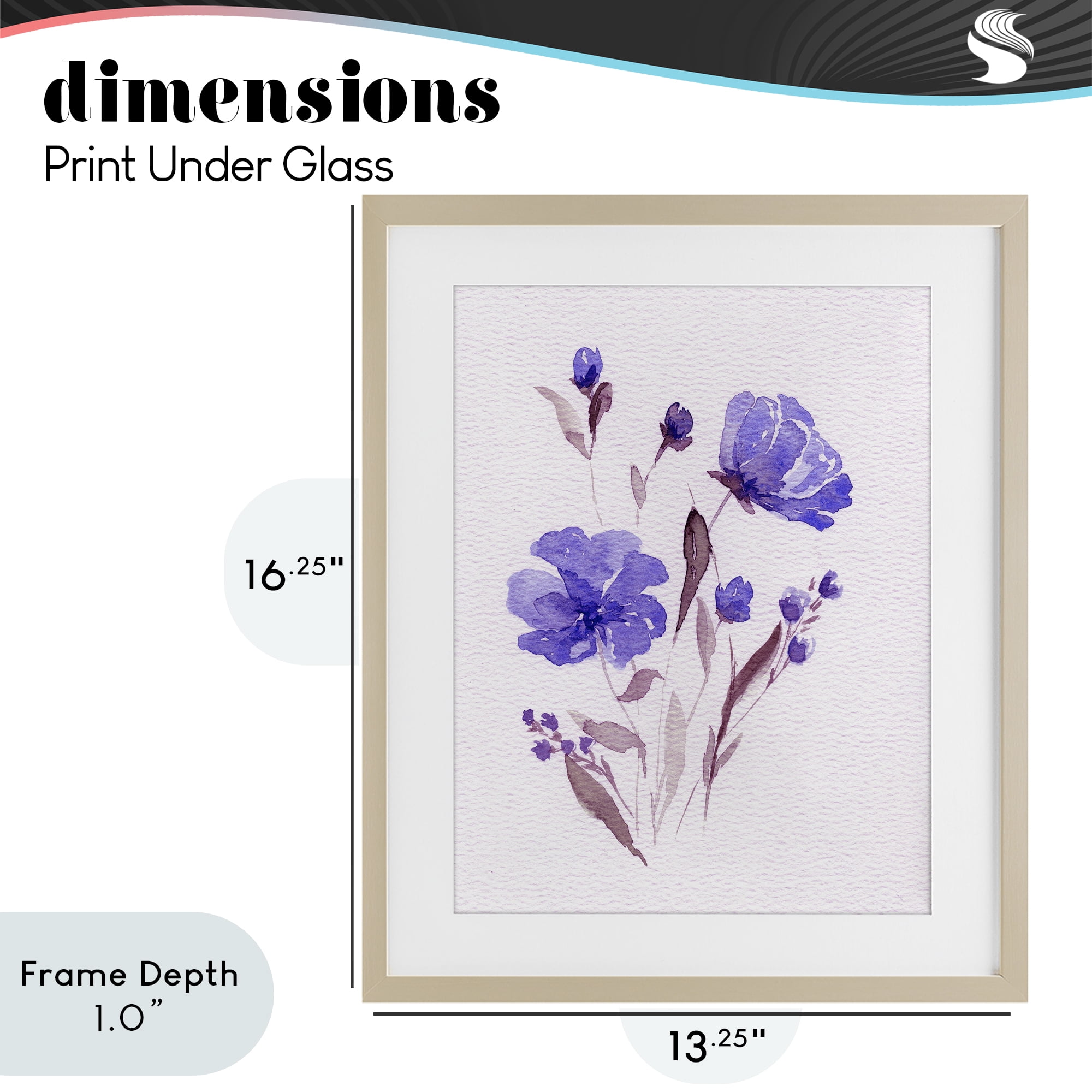 Stupell Industries Watercolor Purple Flowers Birch Framed Print Under Glass, design by Leah Noel Art