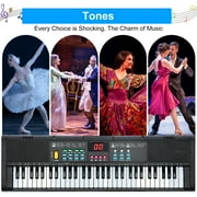 61 Keys Keyboard Piano, Electric Piano with Microphone Built-In Speaker 6 Demo Songs Gift Musical Instrument for Beginners, Teens (Black)
