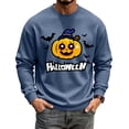 thumbnail image 3 of 2026 Men's Halloween Sweatshirts Crew Neck Funny Cartoon Print Long Sleeve Shirts Comfy Relax Fit Fall Holiday Party Top Navy 3XL, 3 of 5