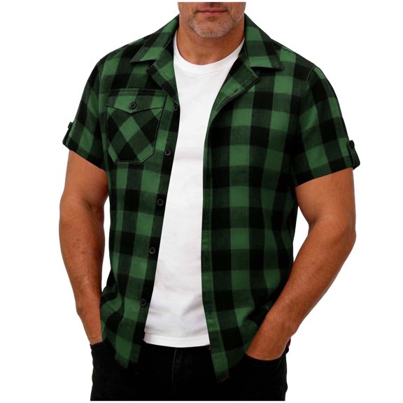 CIAKGIAF Button Cardigan T Shirts for Men Collar with Pockets Breathable Short Sleeved, T Shirts