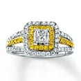thumbnail image 1 of 1 Carat Princess cut Diamond and Citrine Engagement Ring in White Gold, 1 of 3