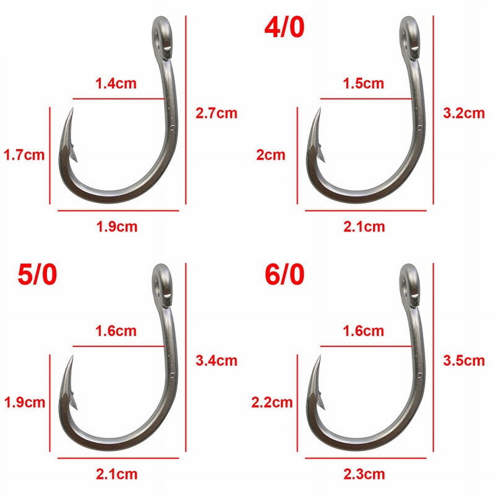 10884 100pcs Size 2/0-12/0 Stainless steel Fishing Hooks Big Thick Tuna Fishing Hooks Fishhooks with Hole Fly Fishing