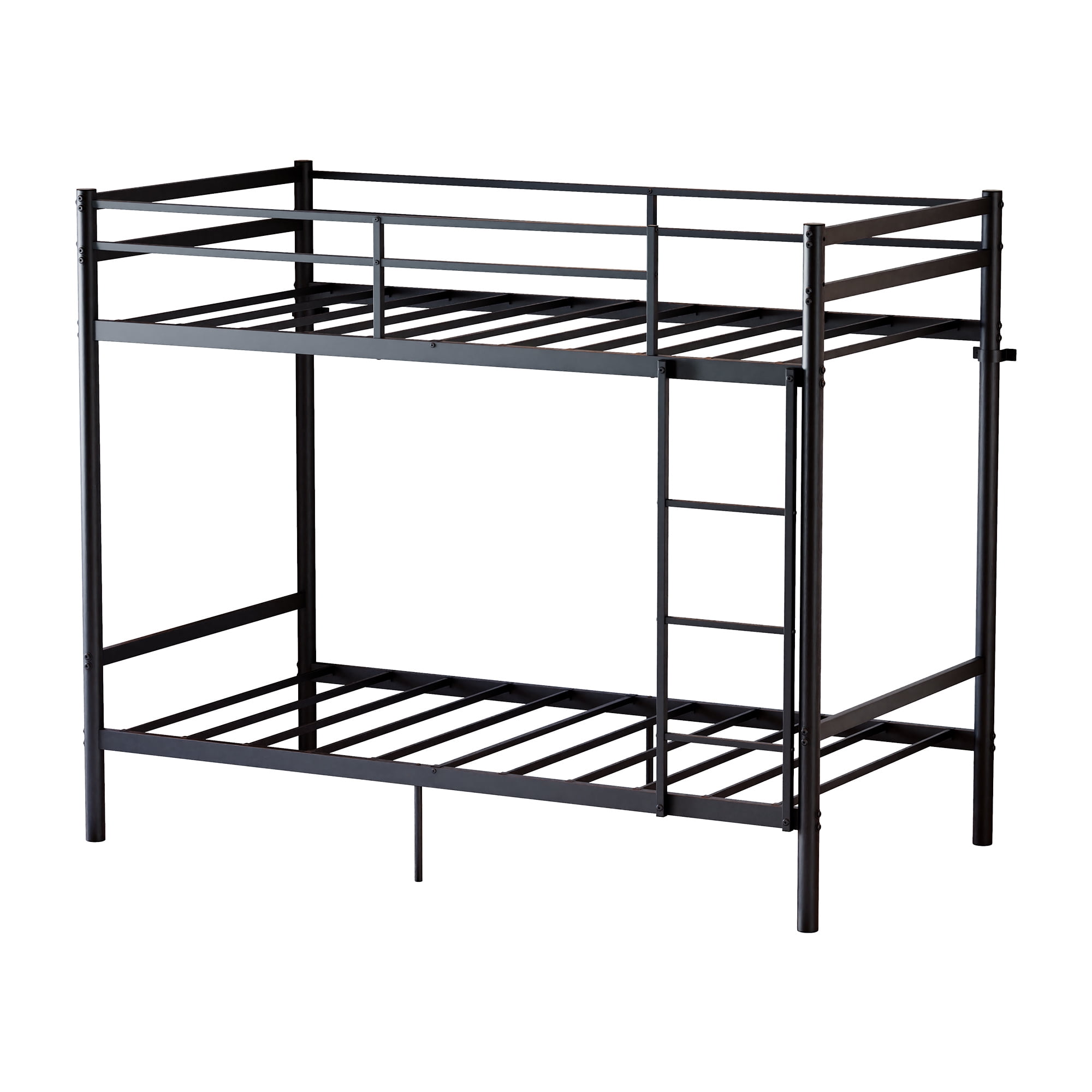 MAYEERTY Twin Over Twin Metal Bunk Bed with Ladder, Space-Saving Bed Frame for Kids Teens Adults, Supports 330 lbs Top & 440 lbs Bottom Bunk, No Box Spring Needed