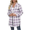 thumbnail image 2 of Puntoco, top de solapa para mujer, manga larga, patrón de mil pájaros, abrigo de lana estampado, abrigo/chaqueta informal de manga larga sin capucha Puntoco Puntoco-1408, 2 of 8