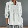 thumbnail image 2 of beishanbush Winter Sales Saving $15 Casual Summer Tops Women's Blouse,V Neck Pleated Lapel Long Sleeve Loose Fit Under $20, 2 of 4