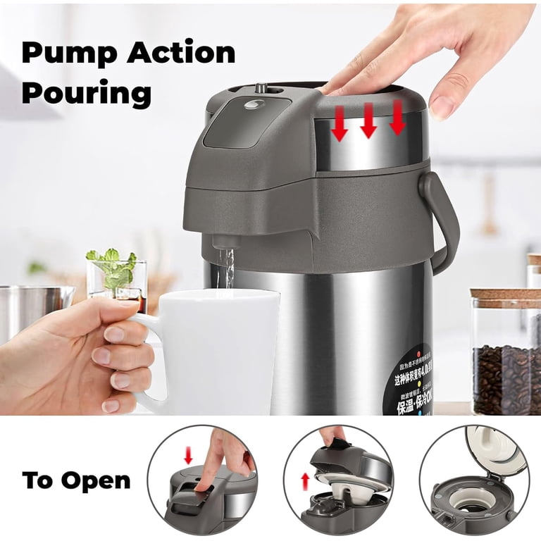 OJOJ 4L/133OZ Thermal Coffee Carafe with Pump, Thermal Beverage