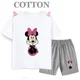 thumbnail image 3 of Conjunto de pantalones cortos de manga corta de verano para niños, camiseta de dibujos animados de Disney Mickey y pantalones, conjunto de 2 piezas, ropa linda para niñas y niños pequeños, 3 of 5