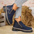 thumbnail image 4 of CSStudio Women Suede Croc Embossed Side Zipper Ankle Boots 4cm Platform Closed Toe Casual Short Booties Spring Fall Daily Wear, 4 of 7