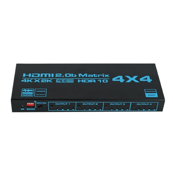 HDMI Matrix 4X4, 4K HDMI Switcher Splitter 4 in 4 Out with EDID Extractor IR Remote Control 4K@60Hz