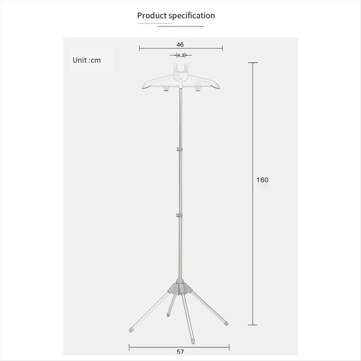 Display Stand Clothes Hanger Garment Foldable Tripod Steamer Rack Cloths Iron Hanging Stand Clothing Drying Rack Black