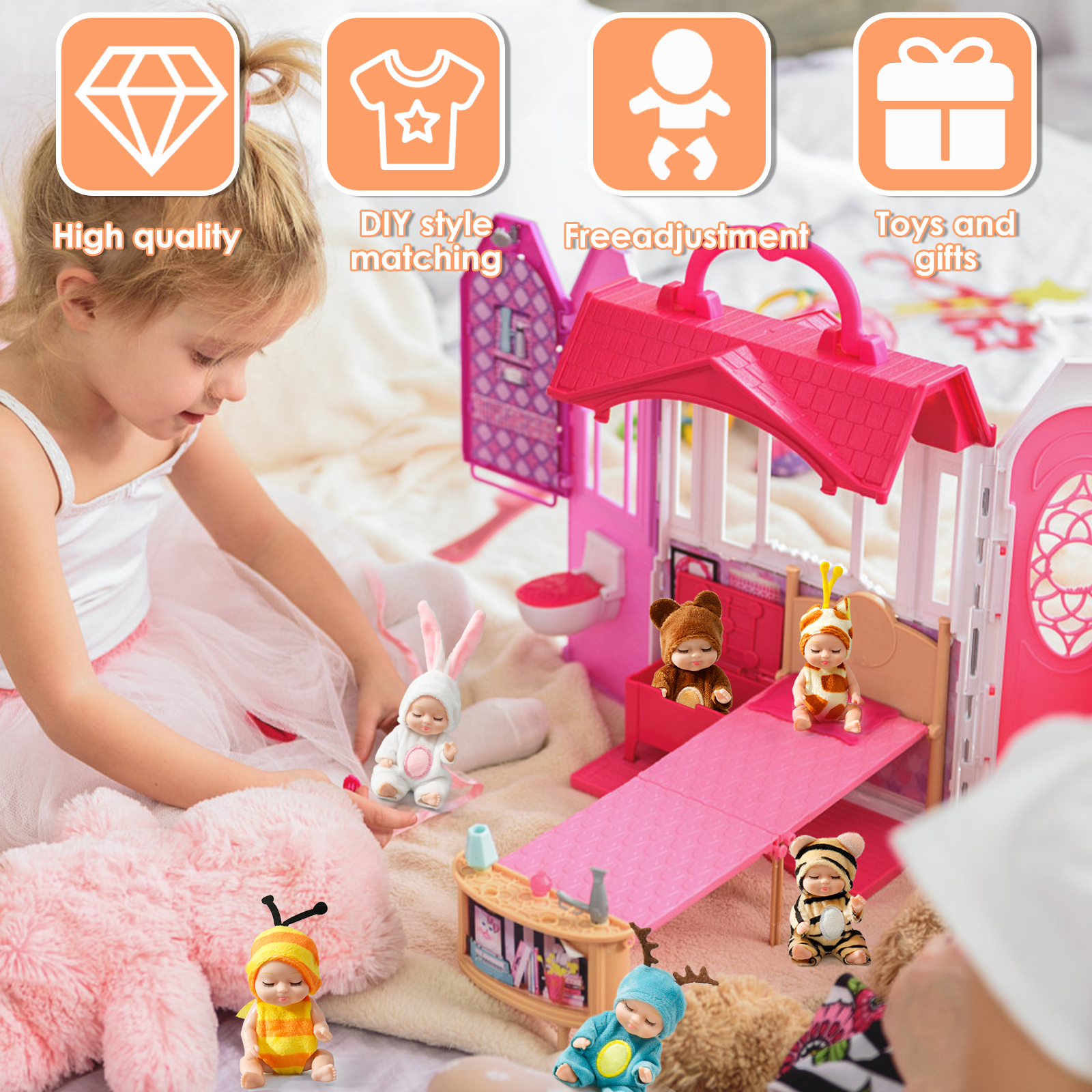 Keyohome 6-Pack Mini Baby Dolls 4 Inch with Clothes photo 2