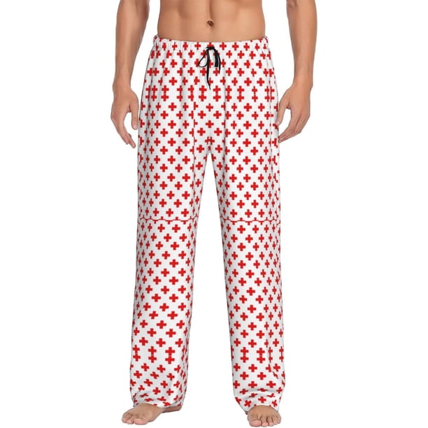 Balery Red Cross Pantalones de pijama para hombre, pijama ultraligero, pantalón de descanso-XX-Large