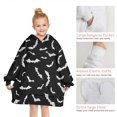 thumbnail image 6 of Black Halloween Bats with White Blanket Hoodies for Kids 6-13YR Oversize Wearable Blanket Hoodies for Boys Girls Teens, 6 of 7