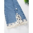 thumbnail image 5 of DPOIS Kids Girls Ripped Jeans Elastic Waistband Wide Leg Denim Pants Trousers Blue-A 130, 5 of 7