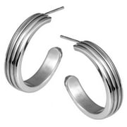 AAB Style  Style Stainless Steel Corrugated Design Earrings 19.8 x 4 x 2mm
