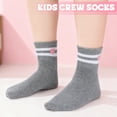 thumbnail image 2 of Bocaoying 6 Pairs Grils Cotton Crew Socks, Assorted Colors Retro Stripe Socks with Heart Printed for School, Athletic Hosiery Socks, Aged 6-9Y, 2 of 7