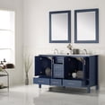thumbnail image 4 of Vinnova Gela 60" Double Vanity in Blue with Carrara White Marble Countertop and Mirror, 4 of 9
